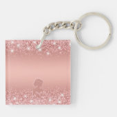 Elegantes Rose Gold Luxe Shimmer Brautparty Schlüsselanhänger (Rückseite)