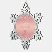 Elegantes Rose Gold Luxe Shimmer Brautparty Schneeflocken Zinn-Ornament (Rechts)