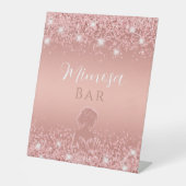 Elegantes Rose Gold Luxe Shimmer Brautparty Sockelschild (Vorderseite)