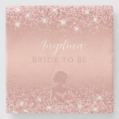 Elegantes Rose Gold Luxe Shimmer Brautparty Steinuntersetzer (Vorderseite)