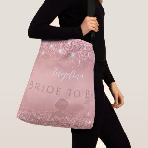 Elegantes Rose Gold Luxe Shimmer Brautparty Tragetaschen Mit Langen Trägern
