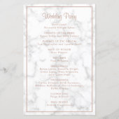 Elegantes Rose Gold Marble Modernes Hochzeitsprogr (Rückseite)