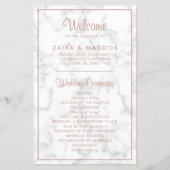 Elegantes Rose Gold Marble Modernes Hochzeitsprogr (Vorderseite)