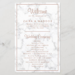 Elegantes Rose Gold Marble Modernes Hochzeitsprogr