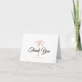 Elegantes Rose Gold Palm Tree Wedding Foto Dankeskarte