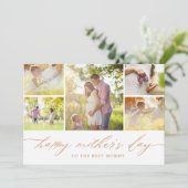 Elegantes Rose Gold Script Foto Muttertag Karte (Stehend Vorderseite)