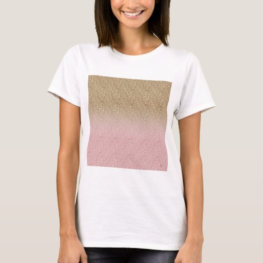 Elegantes Rose Gold und Gold Glitzer Glitzern Foto T-Shirt (Vorderseite)