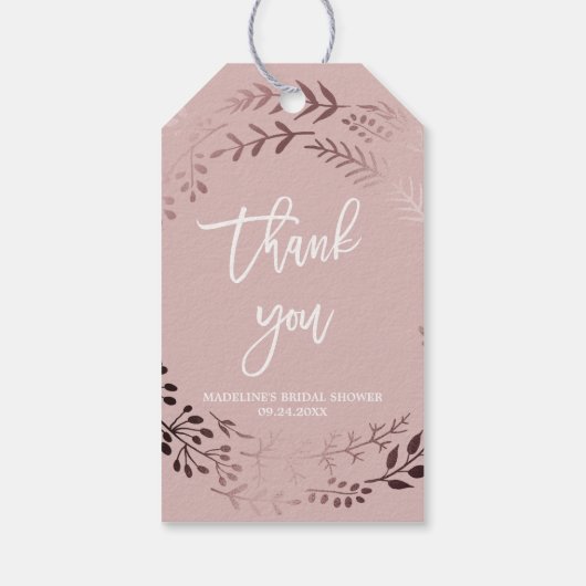 Elegantes Rose Gold und Rosa Brautparty Vielen Dan Geschenkanhänger (Rückseite)
