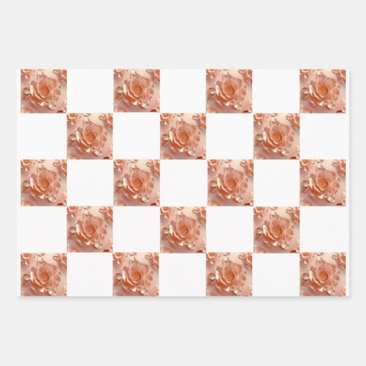 Elegantes Rose Gold Wrap Papier Flachblatt Set von (Vorderseite)