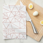 Elegantes Rose-Goldfolie Kupfer Geometrisches Poly Geschirrtuch (Viertel Falte)