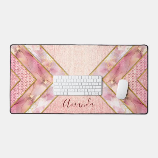 Elegantes Rose-Goldgürtel Schreibtischunterlage (Tastatur & Maus)