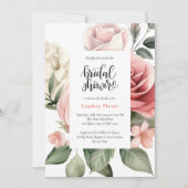 Elegantes Rose Grünes Brautparty Einladung (Vorderseite)