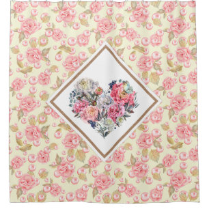 Elegantes Rose Herz Duschvorhang