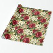 Elegantes Rose-Muster Geschenkpapier (Ungerollt)
