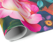 Elegantes Rose-Muster Geschenkpapier (Rolleneckpunkt)