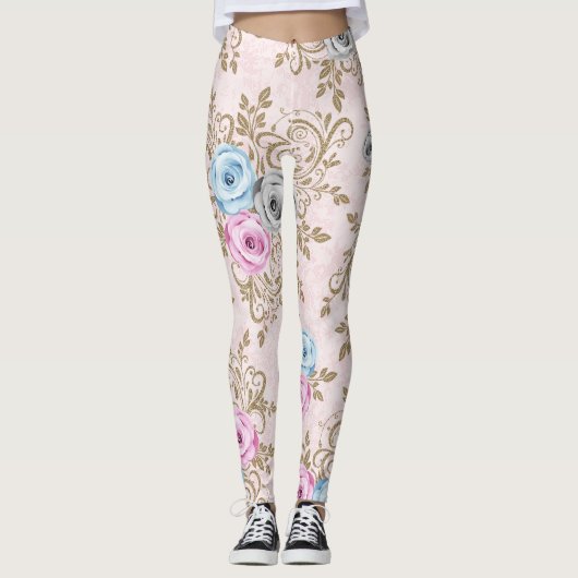 Elegantes Rose-Muster Leggings (Vorderseite)