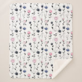 Elegantes Rose-Muster Sherpadecke (Vorderseite)