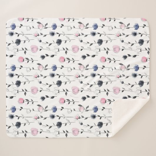 Elegantes Rose-Muster Sherpadecke (Vorderseite (Horizontal))