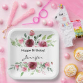 Elegantes Rose-Papier für Wasserfarben Pappteller (Party)