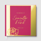 Elegantes Rose Red Wedding Foil Gästebuch (Vorderseite)