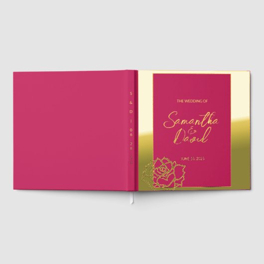 Elegantes Rose Red Wedding Foil Gästebuch (Voll)