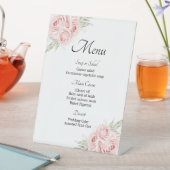 Elegantes Rose Rosa Blumenmenü Sockelschild (In Situ)