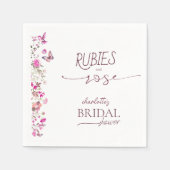 Elegantes Rose Ruby Wildblume Brautparty Serviette (Vorderseite)