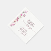 Elegantes Rose Ruby Wildblume Brautparty Serviette (Ecke)