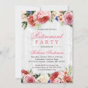 Elegantes Rose Rustikales Party für Holzruhestand Einladung