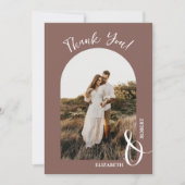 Elegantes Rose Taupe Wedding Foto Dankeskarte (Vorderseite)