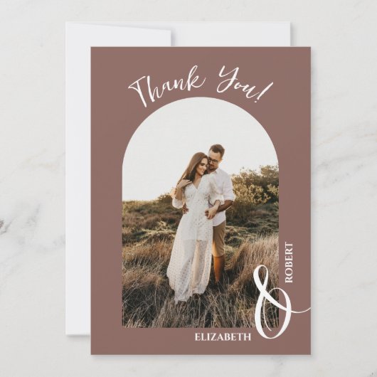 Elegantes Rose Taupe Wedding Foto Dankeskarte (Vorderseite)