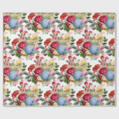 Elegantes Rose- und Hydrangeas-Blumengeflecht oder Geschenkpapier (Flach)