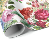 Elegantes Rose- und Hydrangeas-Blumengeflecht oder Geschenkpapier (Rolleneckpunkt)