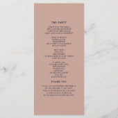 Elegantes Rosé- und Navyblau-Script-Hochzeitsprogr Programm (Rückseite)