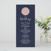 Elegantes Rosé- und Navyblau-Script-Hochzeitsprogr Programm (Stehend Vorderseite)