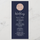 Elegantes Rosé- und Navyblau-Script-Hochzeitsprogr Programm (Vorderseite)
