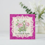 Elegantes Rose- und Peonies-Brautparty Einladung (Stehend Vorderseite)