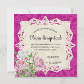 Elegantes Rose- und Peonies-Brautparty Einladung (Rückseite)