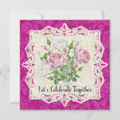 Elegantes Rose- und Peonies-Brautparty Einladung (Vorderseite)