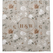 Elegantes Rose- und Weinmuster Duschvorhang (Vorderseite)