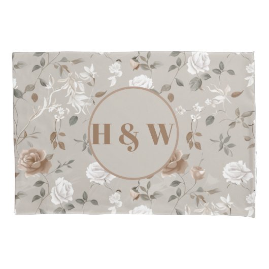 Elegantes Rose- und Weinmuster Pillowcase Kissenbezug (Vorderseite)