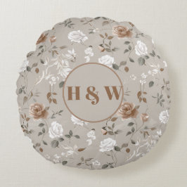 Elegantes Rose- und Weinmuster Rundkissen Rundes Kissen