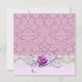 Elegantes Rose Wirbel Ribbon Damask Brautparty Einladung (Rückseite)
