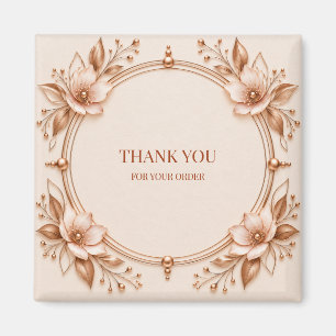 Elegantes Roségold-Blumen-Quadrat-Box-Label Magnet