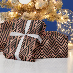 Elegantes Roségold-Chevron-Diamant-Art-Déco-Muster Geschenkpapier