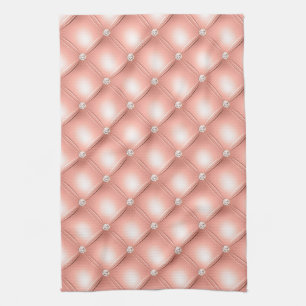 Elegantes Roségold, Faux-Diamant-Tufting Geschirrtuch