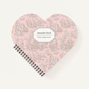 Elegantes Roségold-Französisches Toile De Jouy Her Notizblock