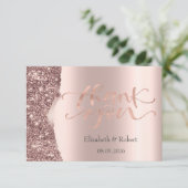 Elegantes Roségold-Glitter-Script  Dankeskarte (Stehend Vorderseite)