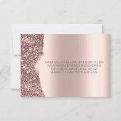 Elegantes Roségold-Glitter-Script  Dankeskarte (Rückseite)