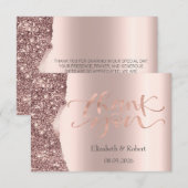Elegantes Roségold-Glitter-Script  Dankeskarte (Vorne/Hinten)